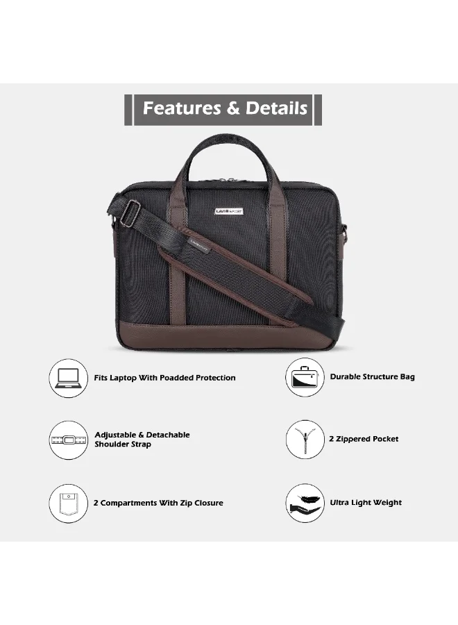 Lavie  Sport Magnate 2C Briefcase 12L |Multifunctional Laptop bag For Men & Women (BLACK/CHOCO)  | Best Price UAE